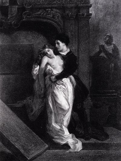 Móttaka sem horfir í gegnum lykilholu - teikning eftir Daumier, n.d. 19. by Ferdinand Victor Eugene Delacroix