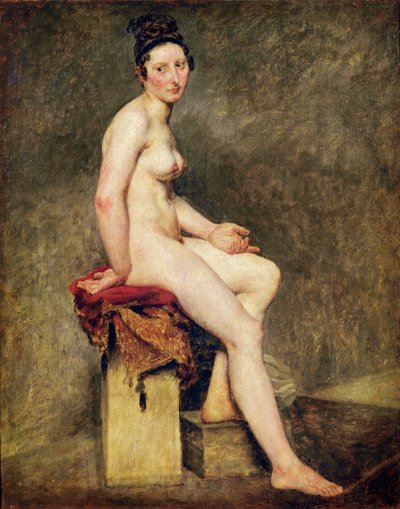Oturan Çıplak, Matmazel Gül (tuval üzerine yağlı boya) by Ferdinand Victor Eugene Delacroix