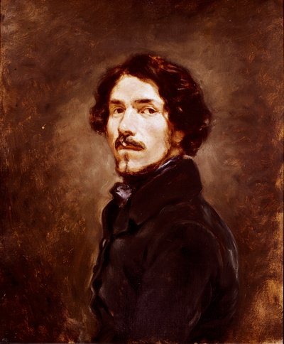 44 yaşında otoportre Eugene Delacroix (1798-1863) tarafından 1842 dolaylarında Floransa, Galleria degli Uffizi (Ofisler) by Ferdinand Victor Eugene Delacroix