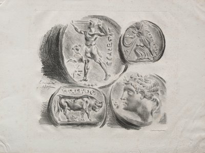 Dört Antik Madalya, 1825. by Ferdinand Victor Eugene Delacroix