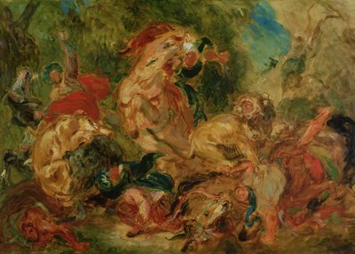 Aslan Avı Çalışması, 1854 by Ferdinand Victor Eugene Delacroix