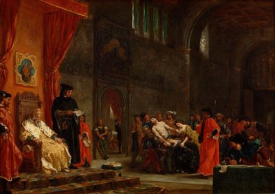 İki Foscari, 1855 by Ferdinand Victor Eugene Delacroix