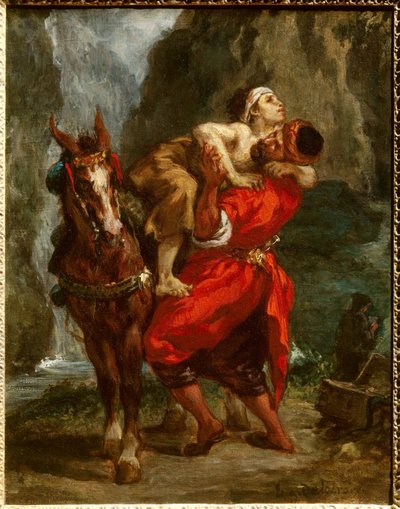 İyi Samiriyeli. Eugene Delacroix (1798-1863) tarafından yapılan boyama by Ferdinand Victor Eugene Delacroix
