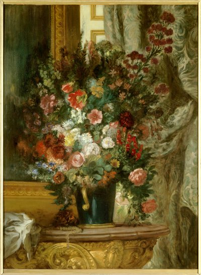 Bir konsol üzerinde çiçek vazosu Tablo Eugene Delacroix (1798-1863) 1850 Dim.1,35 x 1,02 m Montauban, Musee Ingres by Ferdinand Victor Eugene Delacroix