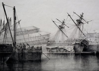Brigantine, Ferdinand Perrot tarafından litografi by Ferdinand Victor Perrot