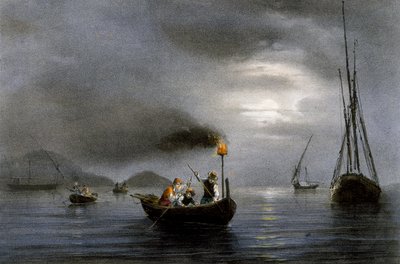 Balıkçı lambasıyla gece balıkçılığı, Ferdinand Perrot