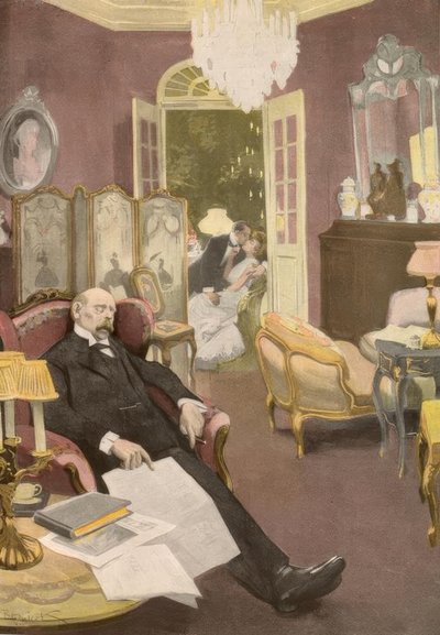 Ah, güzel bir rüyaydı: bir Noel ağacı ve karımın tüm sevgilileri ona bağlıydı! by Ferdinand von Reznicek