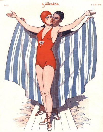 'Le Sourire' ön kapağı, Temmuz 1929 (renkli taş baskı) by Fernand Couderc