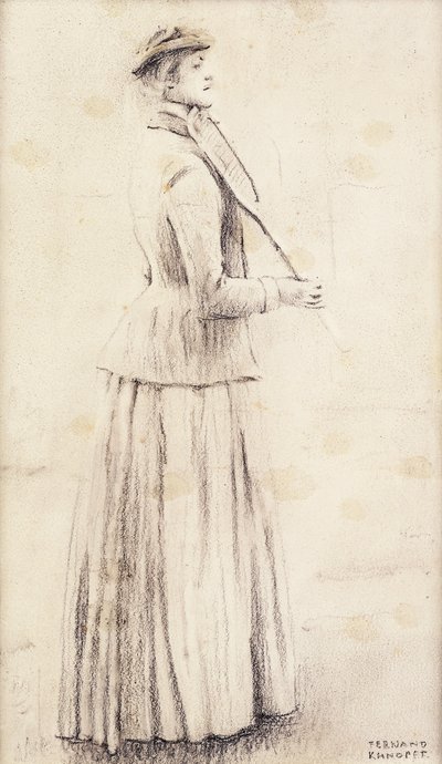 Bir Tenisçi; "Anılar" Çalışması; Bir Tenisçi; veya Du Çim Tenisi; "Anılar" Tennisspeelster için Çalışma; Çalışma "Anılar", c.1887 by Fernand Khnopff