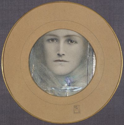 Kahverengi Gözler ve Mavi Çiçek by Fernand Khnopff