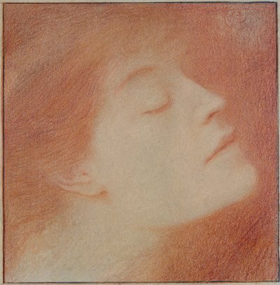 Bir Kadının Başı, 1892 (kağıt üzerinde tebeşir) by Fernand Khnopff