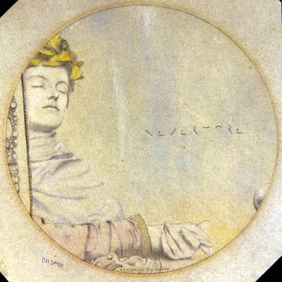 Nevermore (kağıt üzerinde kurşun kalem ve renkli tebeşirler) by Fernand Khnopff