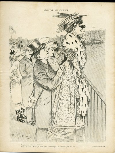 Gottlob (1873-1935) çizimi Le Lire, 21/12/07 - Yarışların sonuçları - Aşk, Moda, Zenginlerin Hayatı, Hippizm - Kadınlar by Fernand Louis Gottlob