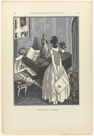 Bugünün Modası ve Görgü Kuralları, 1922, Pl. 2: Piyano ve vokal by Fernand Siméon