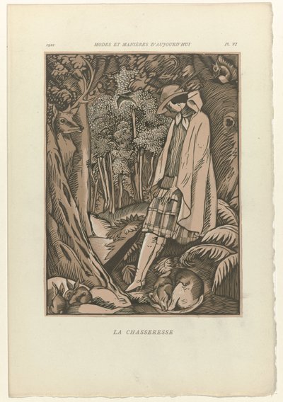 Bugünün Modası ve Görgü Kuralları, 1922, Pl.6: The Huntress by Fernand Siméon