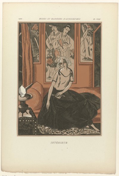 Günümüzün Moda ve Görgü Kuralları, 1922, Levha 8: İç Mekan by Fernand Siméon