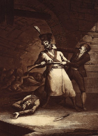 Jose de la Hera, Napolyon Ordusunun askerlerinden birine karşı isyan ediyor, c. 1812- 13 (gravür) by Fernando Brambila