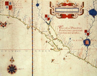 Fol.15 Meksika Haritası ve aşağı Kaliforniya, bir atlastan, 1571 by Fernao Vaz Dourado