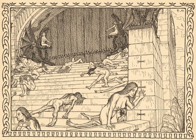 Tapu Tapınağı'ndan önce, Levha 7, 'Lebenszeichen' portföyünden, pub. Fritz Heyder Verlag tarafından Berlin'de 1908 by Fidus (1868 1948)