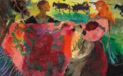 Şal Satıcısı (tuval üzerine yağlı boya) by Filipp Andreevich Maliavin