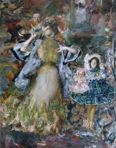 Karısı ve kızıyla otoportre, 1910 by Filipp Andreyevich Malyavin