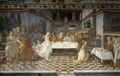 Hirodes'in ziyafeti, Vaftizci Aziz Yahya'nın hayatından bölümler, c.1452-64 (fresk) by Filippino Lippi