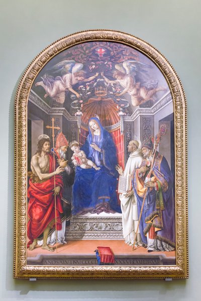 Madonna ve Çocuk, Vaftizci Yahya ve Otto altarpiece olarak bilinen azizlerle tahta çıktı by Filippino Lippi