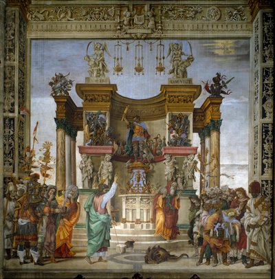 Aziz Philip, ejderhayı Hierapolis Fresco tapınağından kovuyor Filipinli Lippi (1457-1504) 1487-1502 Strozzi Şapeli, Santa Maria Novella, Floransa - St Philip Ejderhayı Hieropolis Tapınağından Sürerken, Filipinli Lippi (1457-1504) . Fresk by Filippino Lippi
