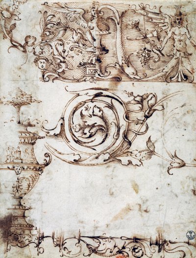 Süsler ve diğer dekoratif motifler için çalışma by Filippino Lippi