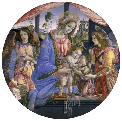The Madonna and Child with the Infant St. John and Two Angels, 1480'lerin ortaları (panelde tempera) by Filippino Lippi