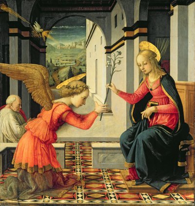 Müjde (panelde tempera) by Filippo (and workshop) Lippi