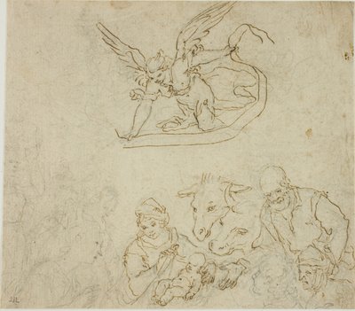 Doğuş (rekto); Bakire ve Çocuk, Melek (verso) by Filippo Bellini