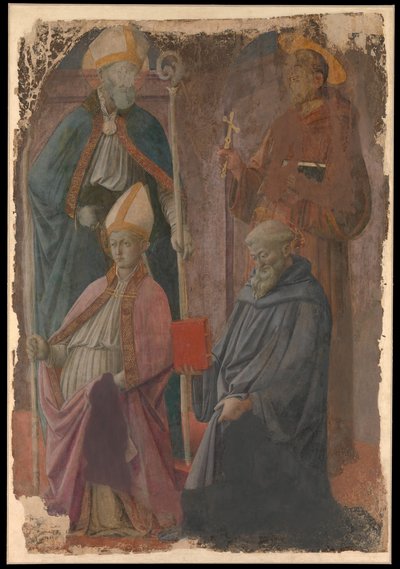 Aziz Augustine ve Francis, bir Piskopos Aziz ve Aziz Benedict. by Filippo Lippi