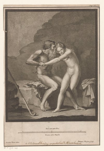 Çıplak faun çıplak bir genç veya periye saldırır by Filippo Morghen