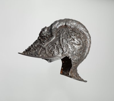Burgonet, 1543 (çelik, altın, tekstil) by Filippo Negroli