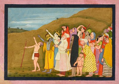 Krishna ve ailesi güneş tutulmasına hayran kalıyor, belki de "Kangra/Modi" <em>Bhagavata Purana</em>