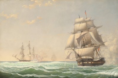 Birleşik Devletler Fırkateyn Başkanı İngiliz Filosuna Giriyor, 1815, 1850. by Fitz Hugh Lane