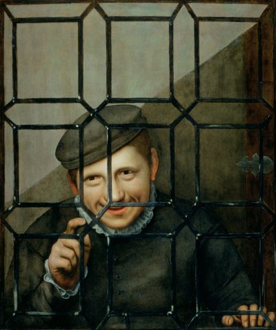 Kanatlı Pencereden Bakan Bir Çocuk by Flemish School