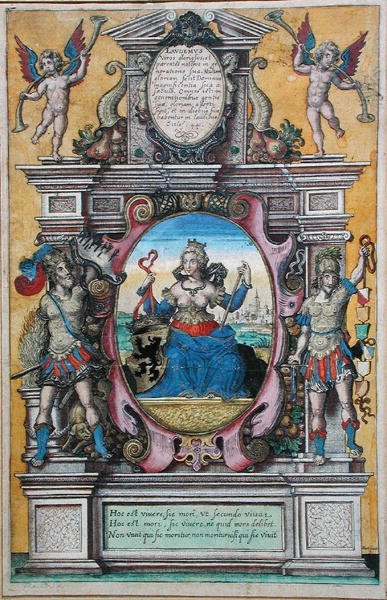 Anvers şehrinin alegorisi (renkli gravür) by Flemish School