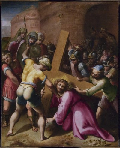 Calvary Yolunda İsa (bakır üzerine yağ) by Flemish School