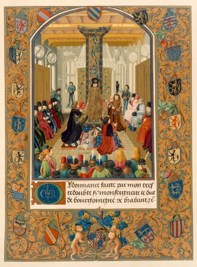Dük Charles le Temeraire, Altın Post Nişanı Şövalyeleri ile sarayının ortasında, 1473 by Flemish School
