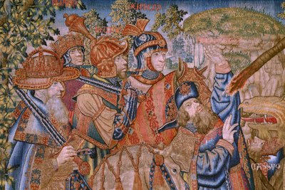 Flaman halısı. Dizi Ahlakı: Onurların erdemi (De deugd van de Honores, Onurların Erdemleri). Ca 1520. Detay by Flemish School
