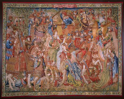 Flaman halısı. Dizi Ahlakı: Onurların erdemi (De deugd van de Honores, Onurların Erdemleri). Yaklaşık 1520. by Flemish School