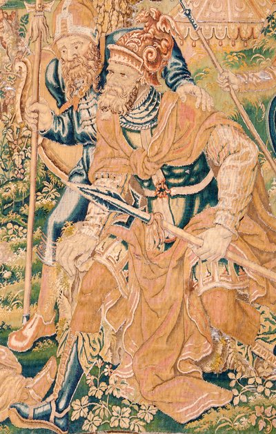 Flaman halısı. Judith'in Kitabı serisi. Holofernes'in kafasının kesilmesi (La decapitación de Holofernes). Serinin yedinci halısı. İmalat Hollanda, Brüksel(?). 16. yüzyılın ikinci yarısı. Kumaş Yün. Konum Aziz Nikolaos Kilisesi by Flemish School