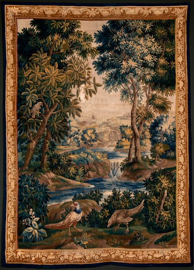 Flaman halısı. Verdure (Su, ağaçlar ve sülünlerle dolu manzara) denir. Oudenaarde Atölyesi. 277x200cm. Env 00012. 17. yüzyıl. by Flemish School
