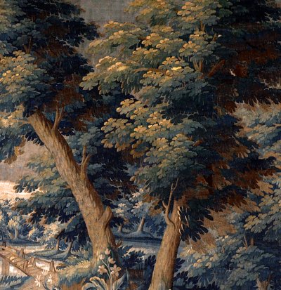 Flaman halısı. dayanmak. 17. yüzyılın sonu ve 18. yüzyılın başı. Sint-Walburgakerk Oudenaarde (Dekenij van de Sint-Walburga) kilisesinin mülkü. Detay. by Flemish School