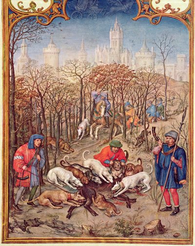 Fol.12v Aralık Ayı: Yaban Domuzu Avı, Breviarium Grimani