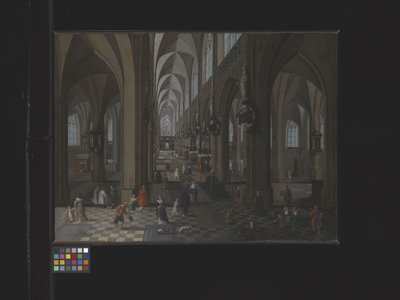 Antwerp Katedrali'nin İçi (tuval üzerine yağlı boya) by Flemish School