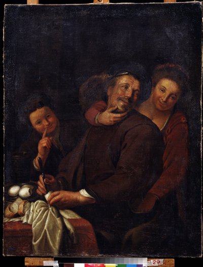 ""Neşeli şirket"" (Neşeli şirket) 17. yüzyıl Hollanda okulunun resmi. Bölgesel Deineka Sanat Galerisi, Kursk Rusya by Flemish School