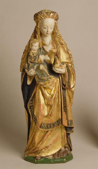 Madonna ve Çocuk, Mechelen Okulu, c.1500 (çok renkli ve yaldızlı meşe) by Flemish School